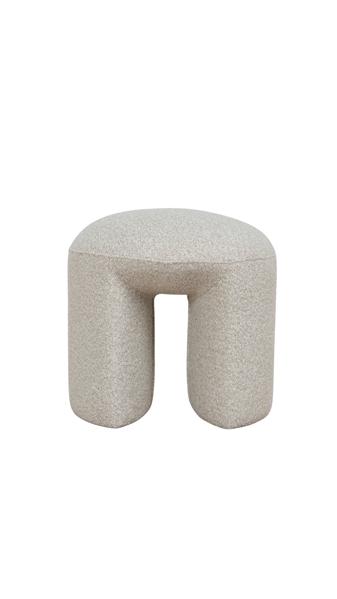 Beige textured ottoman with a unique geometric shape modern design