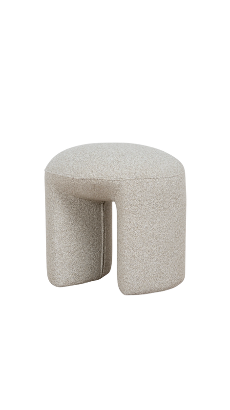 Beige textured ottoman with a unique geometric shape modern design
