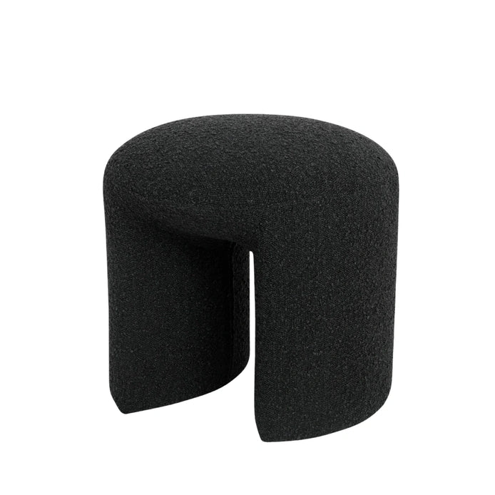 Gloria Round Ottoman - Charcoal Boucle