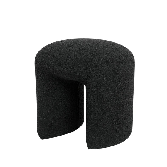 Gloria Round Ottoman - Charcoal Boucle