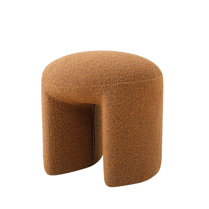 Gloria Round Ottoman - Brown Boucle