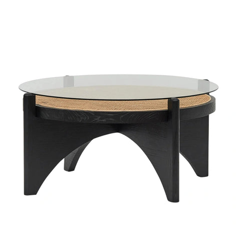 Lara Round Glass Coffee Table - Black