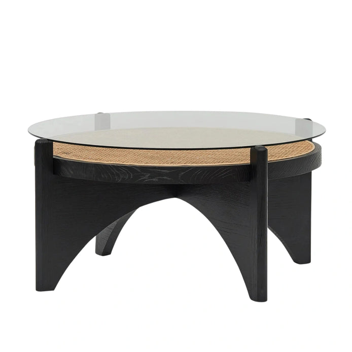 Lara Round Glass Coffee Table - Black