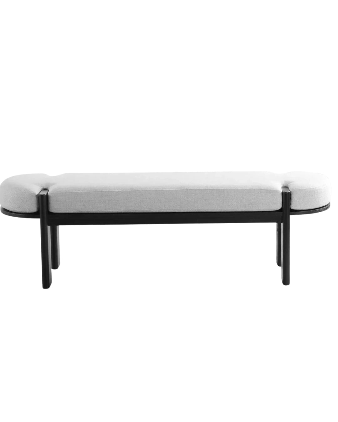 Sebastian Elm Bench - Black/Natural Linen