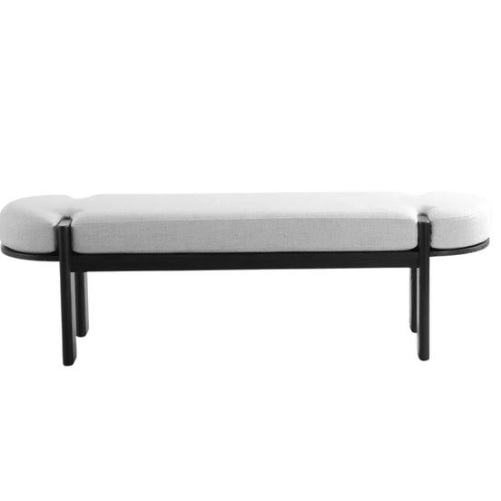Sebastian Elm Bench - Black/Natural Linen