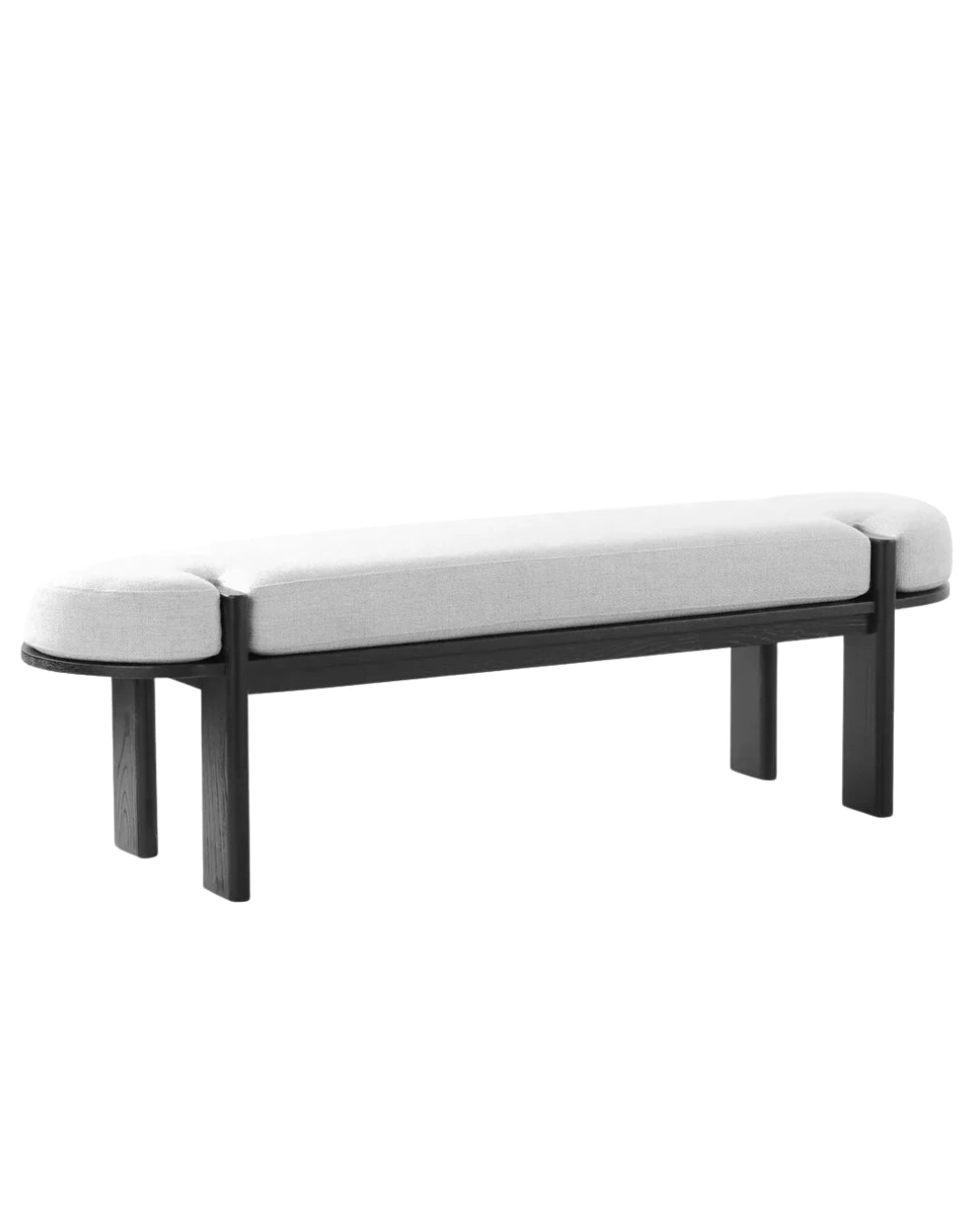 Sebastian Elm Bench - Black/Natural Linen