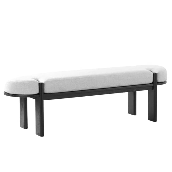 Sebastian Elm Bench - Black/Natural Linen