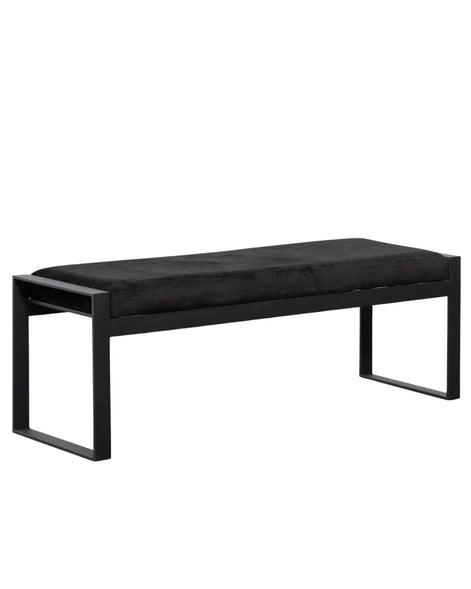 Jose Black Velvet Bench - Black Base