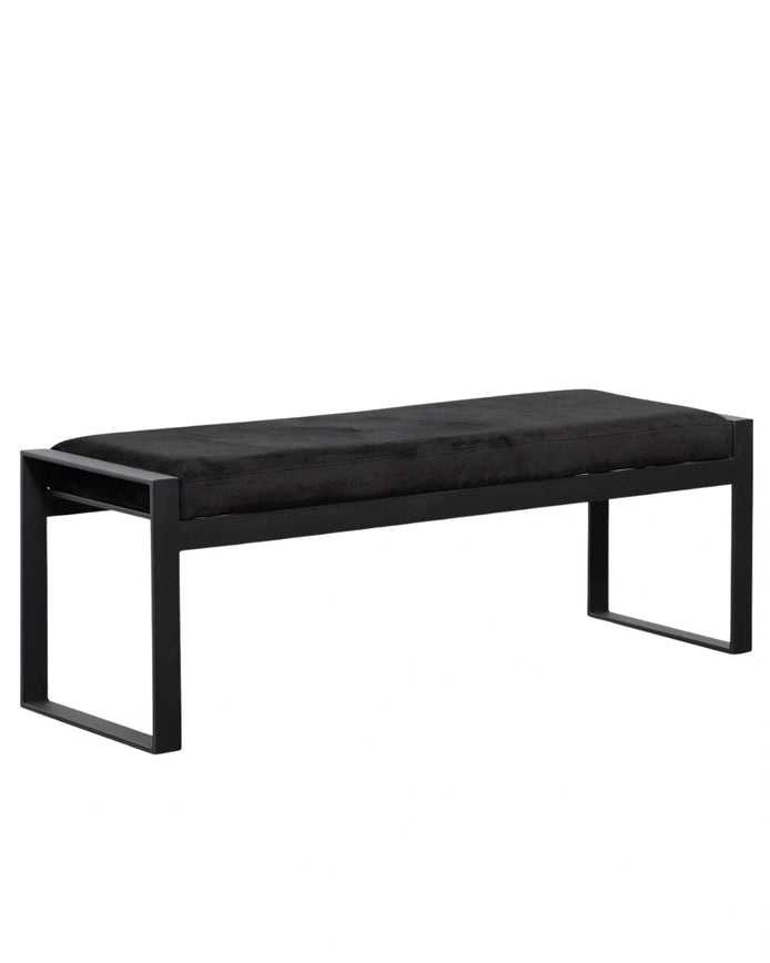 Jose Black Velvet Bench - Black Base