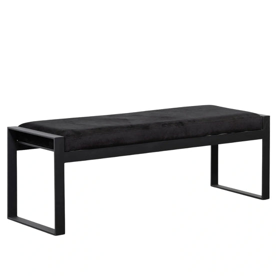 Jose Black Velvet Bench - Black Base