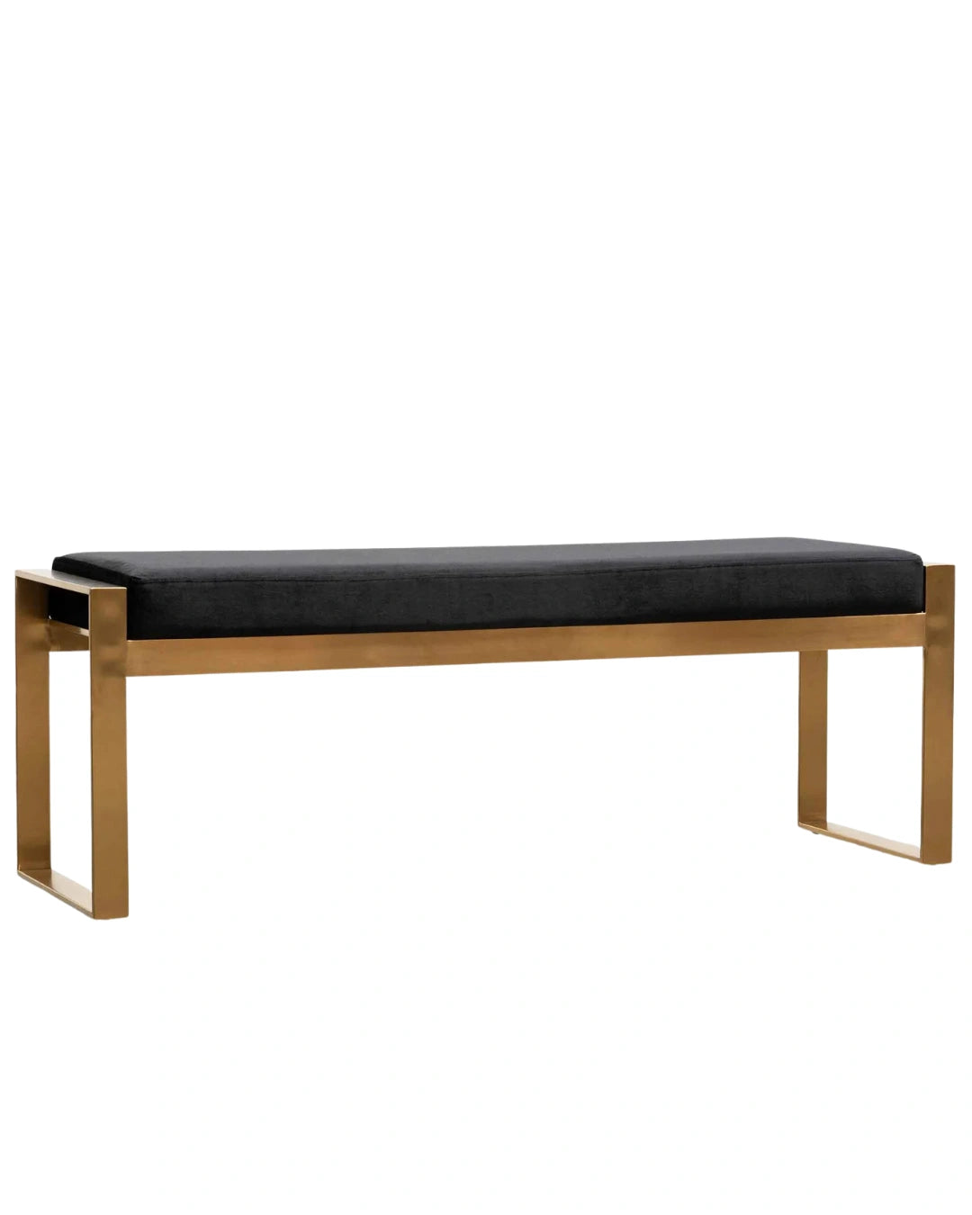 Jose Black Velvet Bench - Gold Base