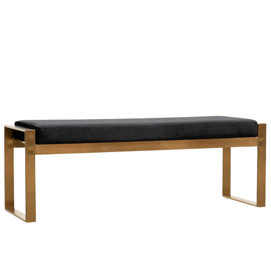 Jose Black Velvet Bench - Gold Base