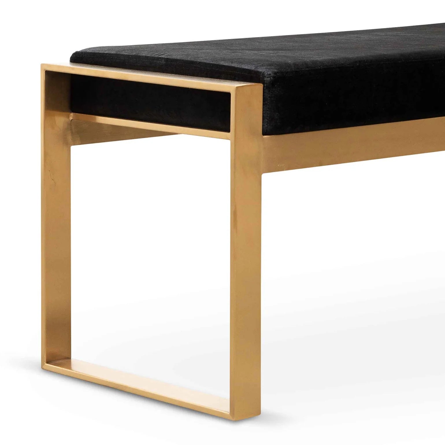 Jose Black Velvet Bench - Gold Base