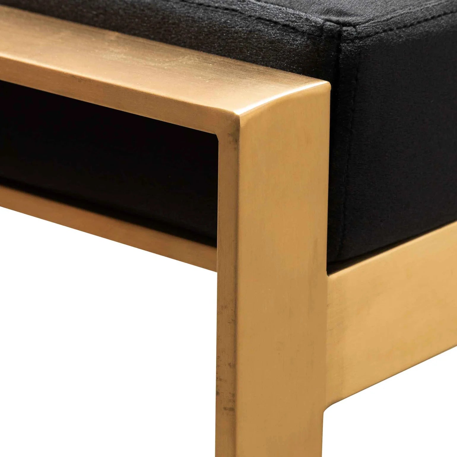 Jose Black Velvet Bench - Gold Base