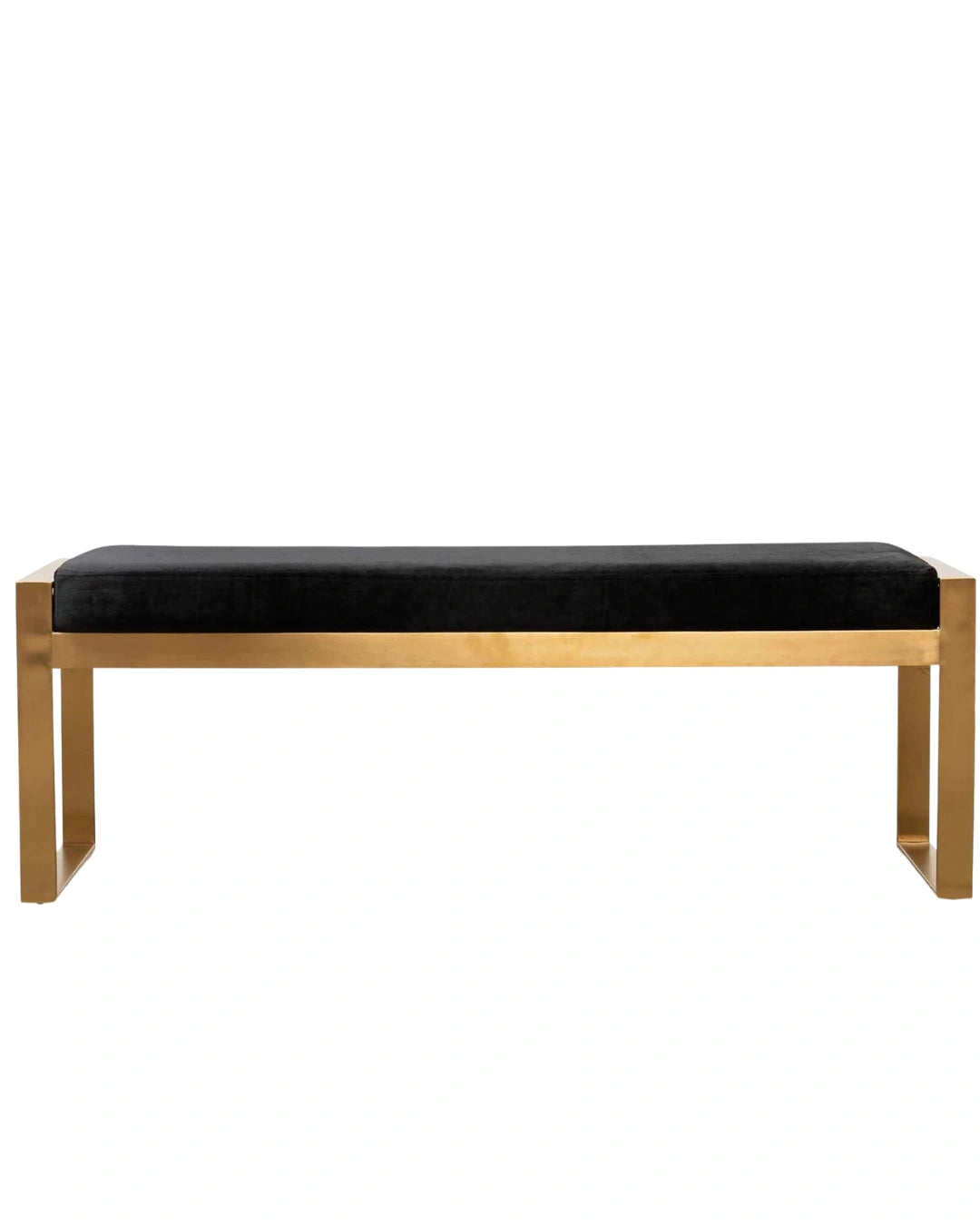 Jose Black Velvet Bench - Gold Base