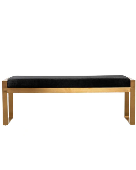 Jose Black Velvet Bench - Gold Base