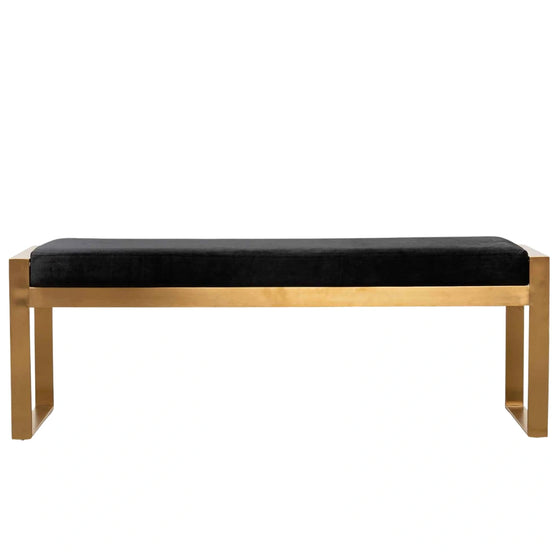 Jose Black Velvet Bench - Gold Base