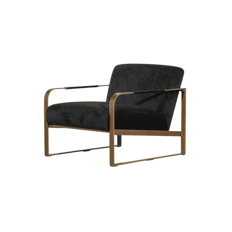 QUENTIN Black Velvet Armchair - Antique Golden Frame