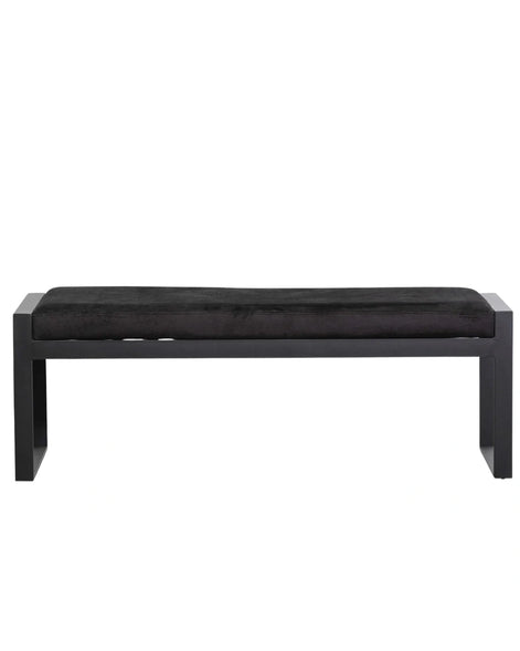 Jose Black Velvet Bench - Black Base