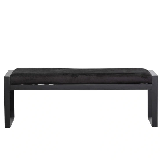 Jose Black Velvet Bench - Black Base