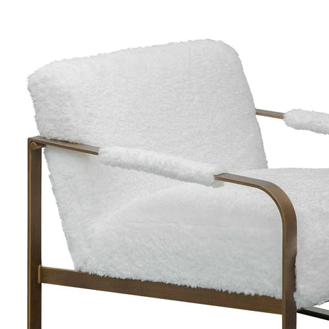 Quentin Armchair - White Faux Fur/Antique Golden