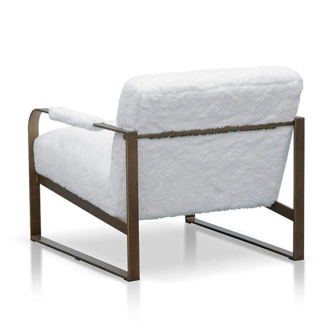 Quentin Armchair - White Faux Fur/Antique Golden