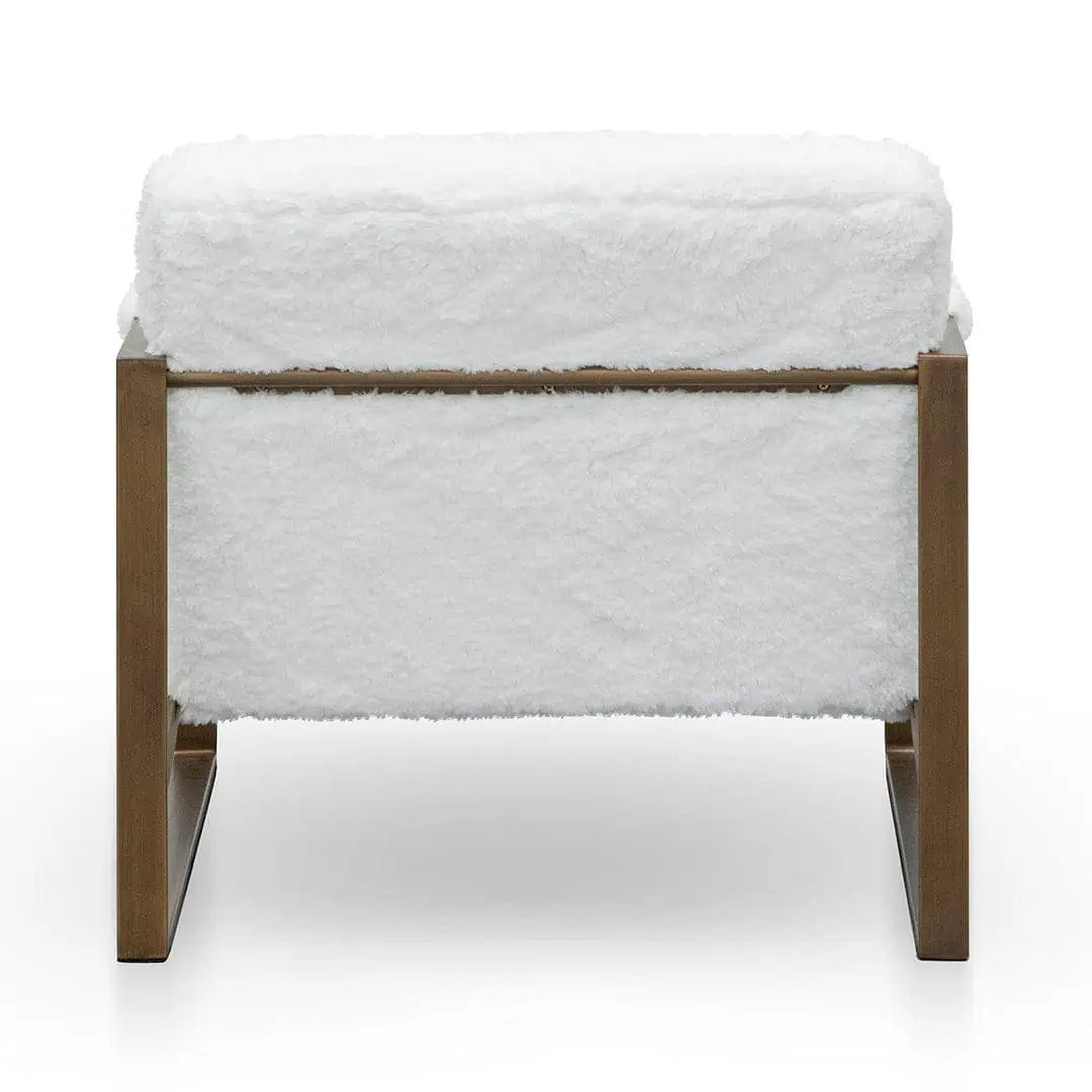 Quentin Armchair - White Faux Fur/Antique Golden