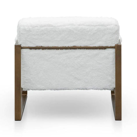 Quentin Armchair - White Faux Fur/Antique Golden