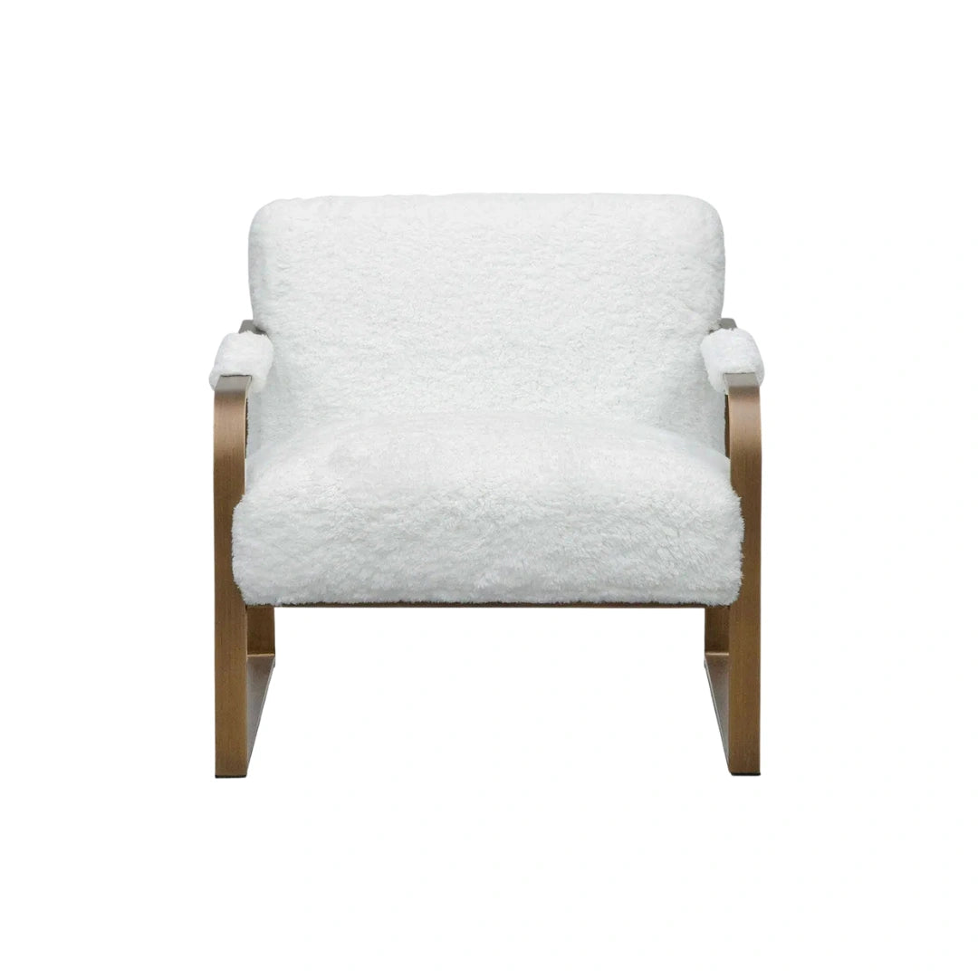 Quentin Armchair - White Faux Fur/Antique Golden