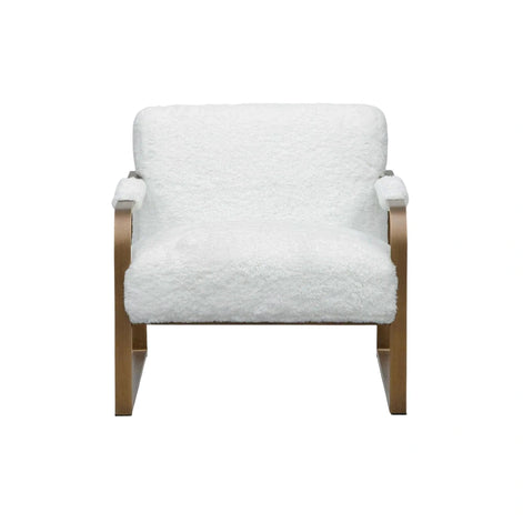 Quentin Armchair - White Faux Fur/Antique Golden
