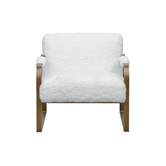 Quentin Armchair - White Faux Fur/Antique Golden
