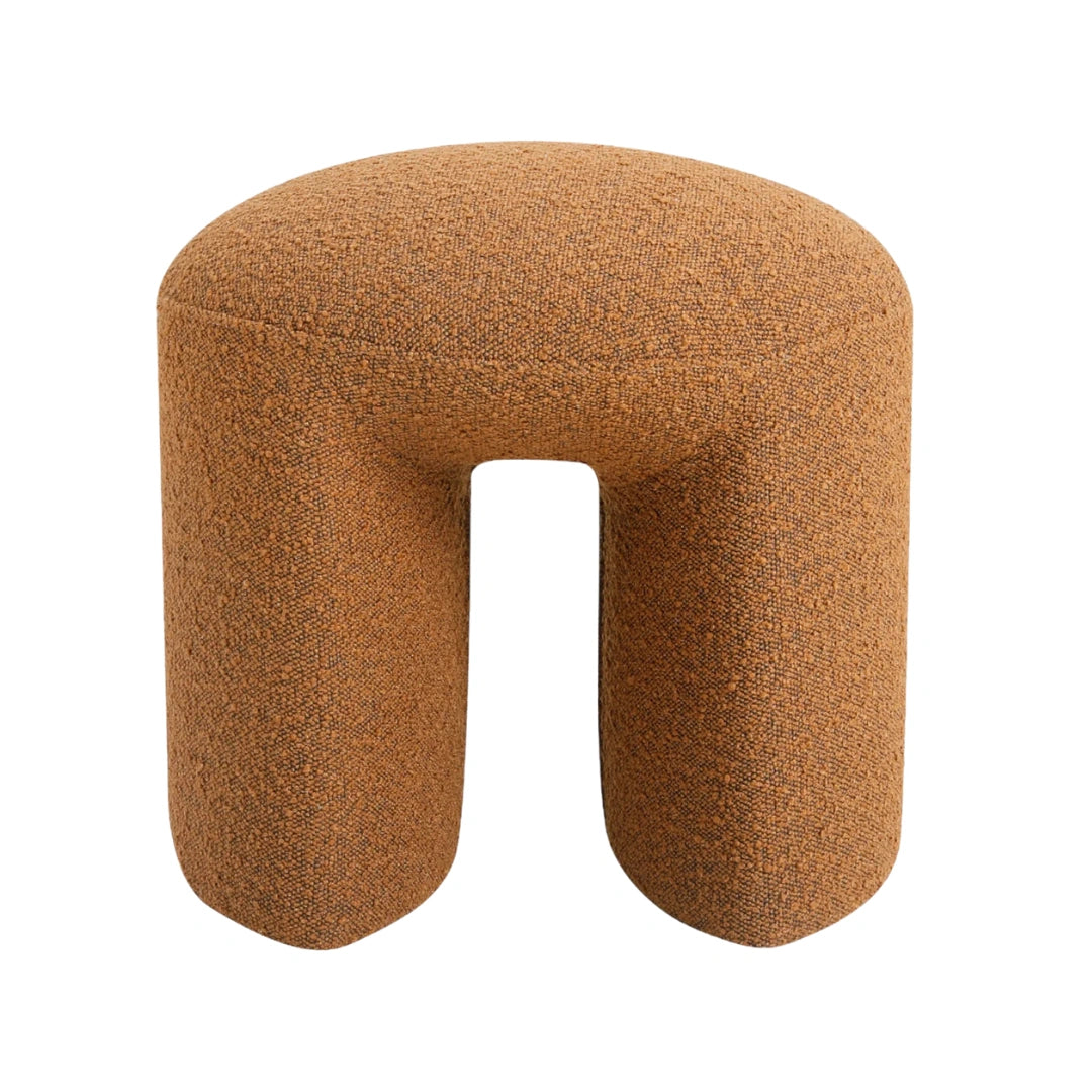 Gloria Round Ottoman - Brown Boucle