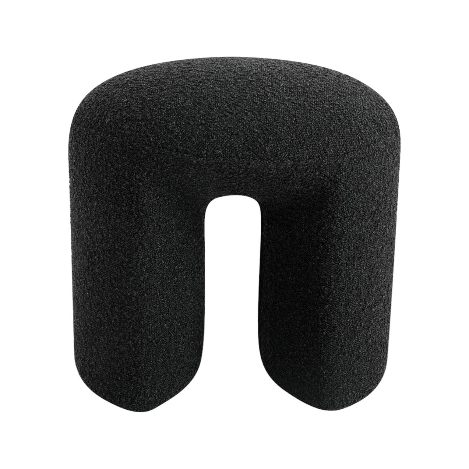 Gloria Round Ottoman - Charcoal Boucle