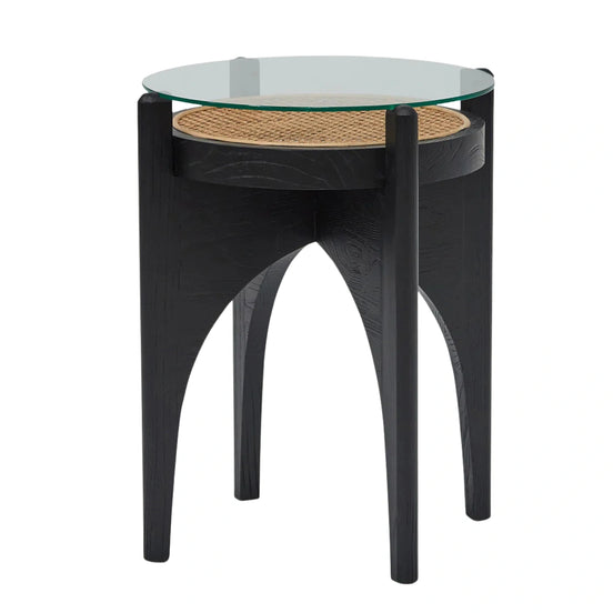 Lara Round Glass Side Table - Black