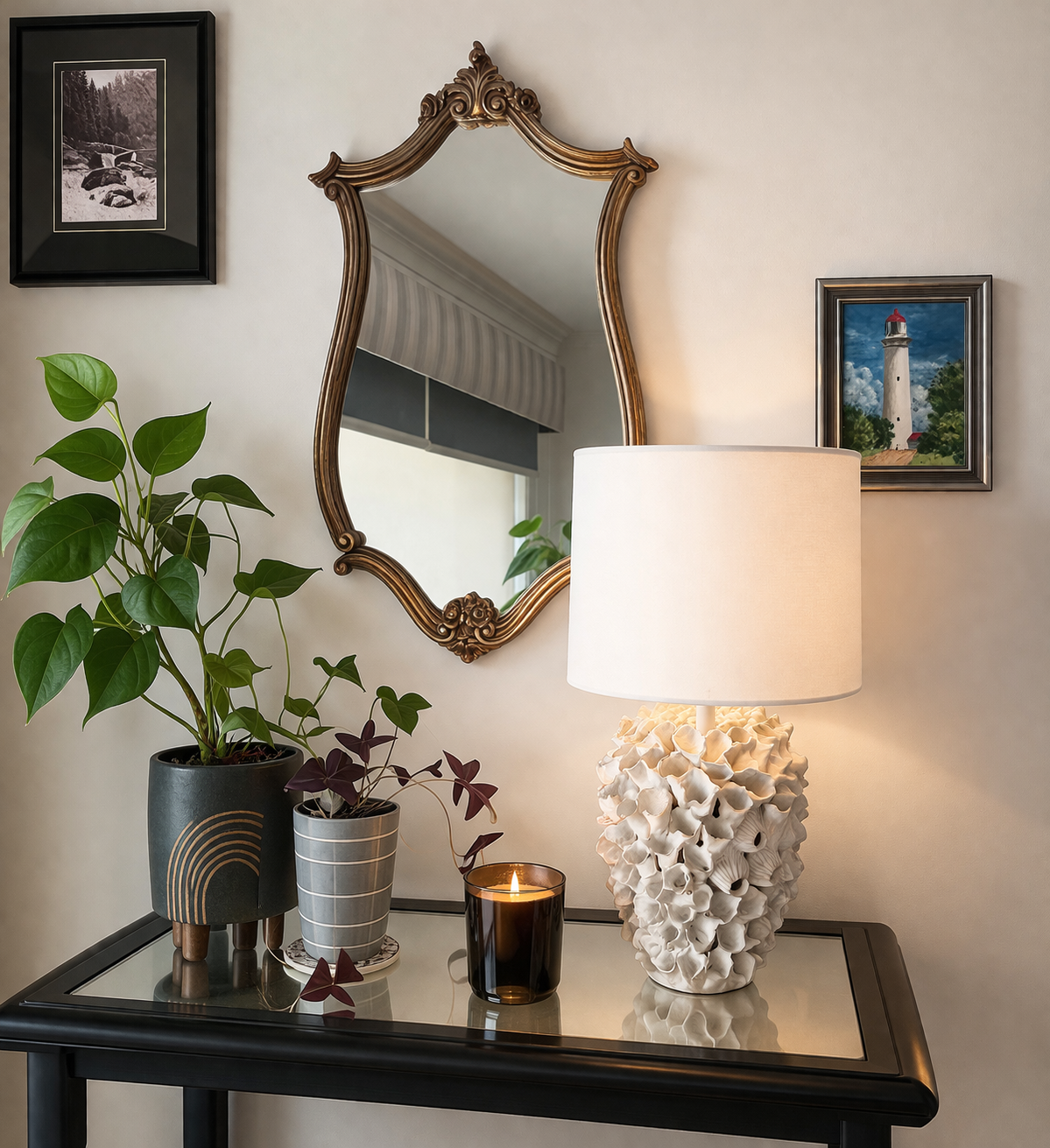 Londolozi Ceramic Lamp with Linen Shade Cream