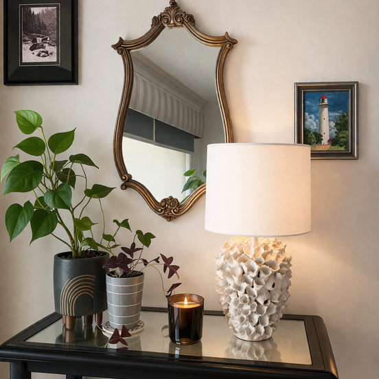 Londolozi Ceramic Lamp with Linen Shade Cream