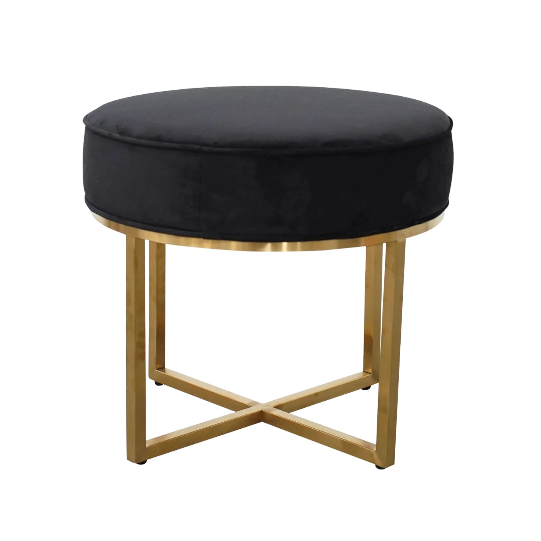 Louise Ottoman Black Velvet - Brushed Gold Base
