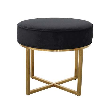 Louise Ottoman Black Velvet - Brushed Gold Base