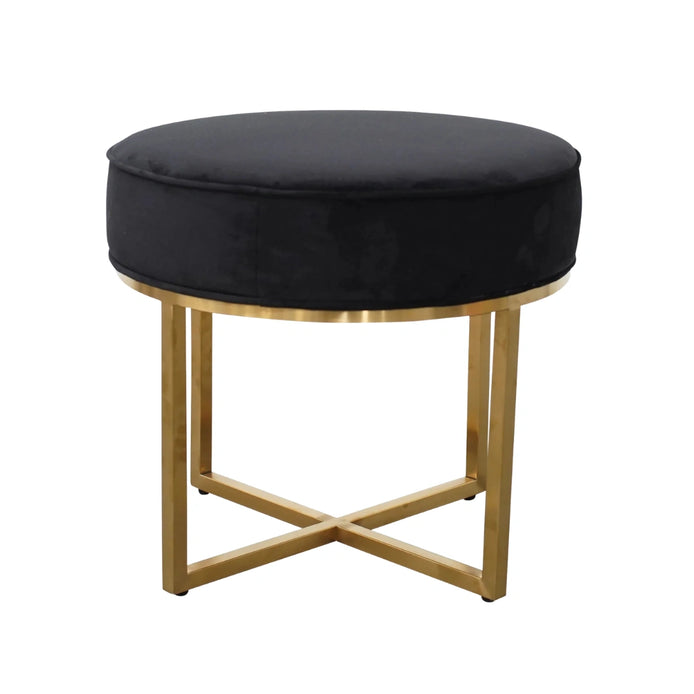 Louise Ottoman Black Velvet - Brushed Gold Base