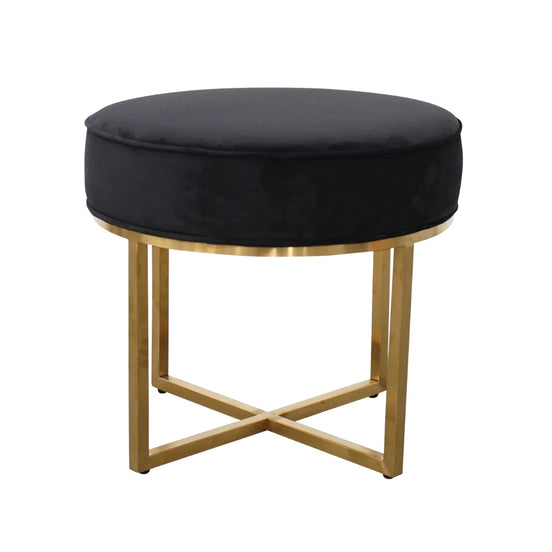 Louise Ottoman Black Velvet - Brushed Gold Base