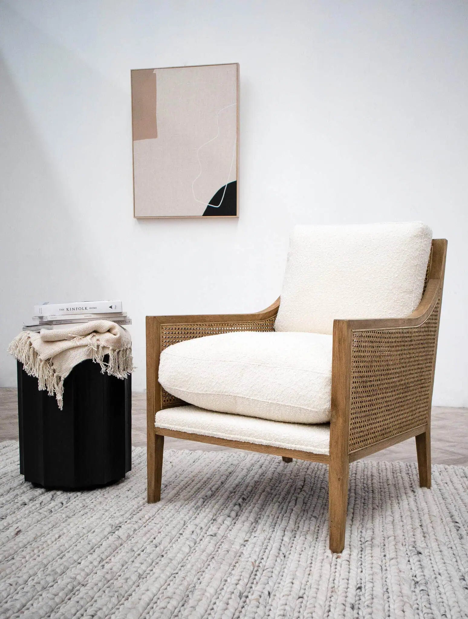 Matilda Wingback Rattan Armchair - Sand White