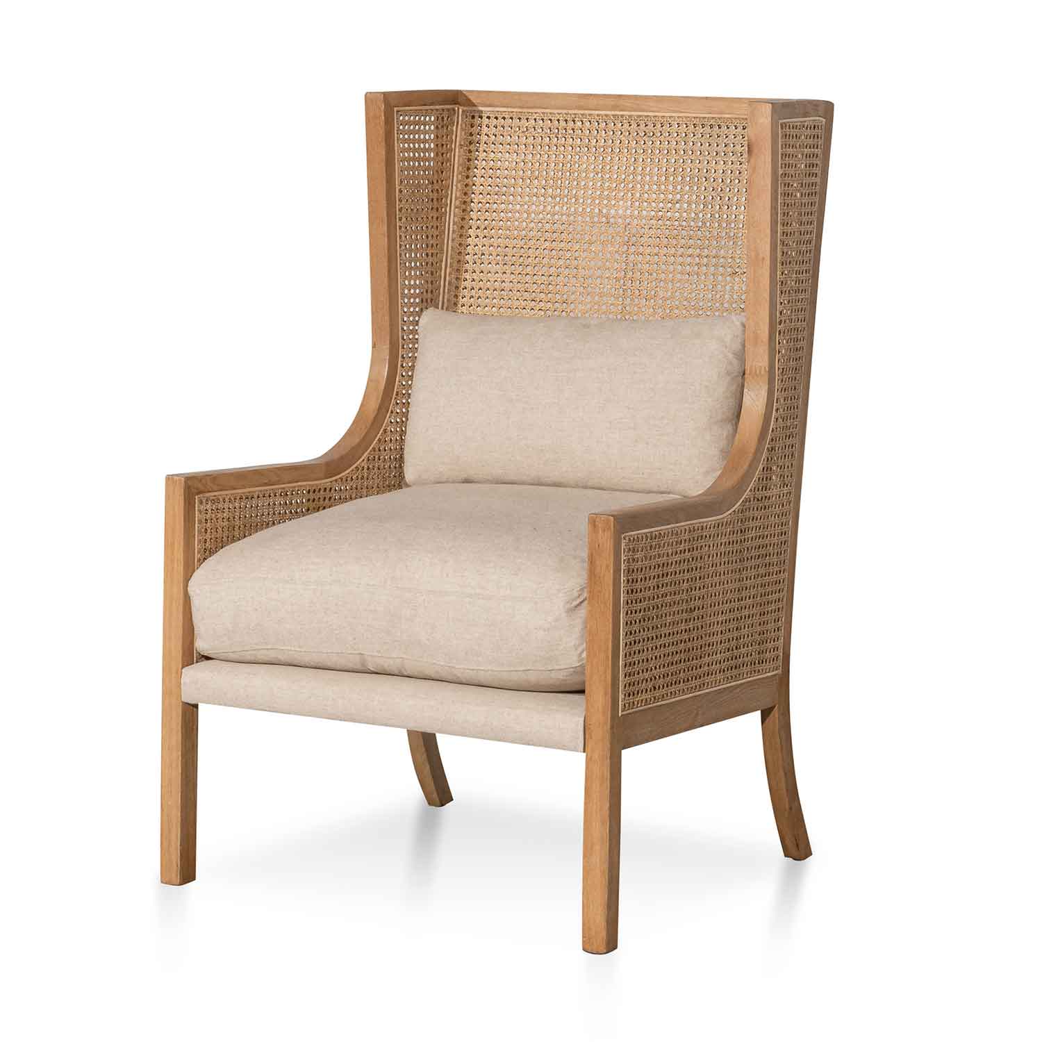 MATILDA Wingback Rattan Armchair - Sand White