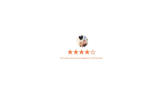 Five-star rating with a profile picture and text on a white background