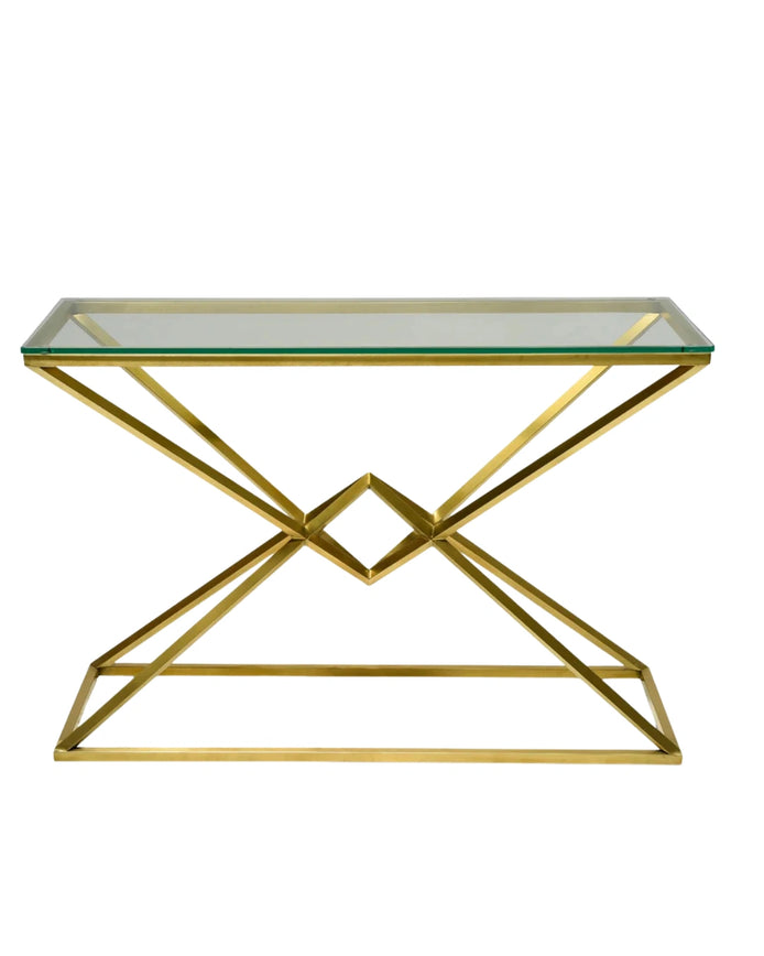 Nubia Glass and Gold Console Table