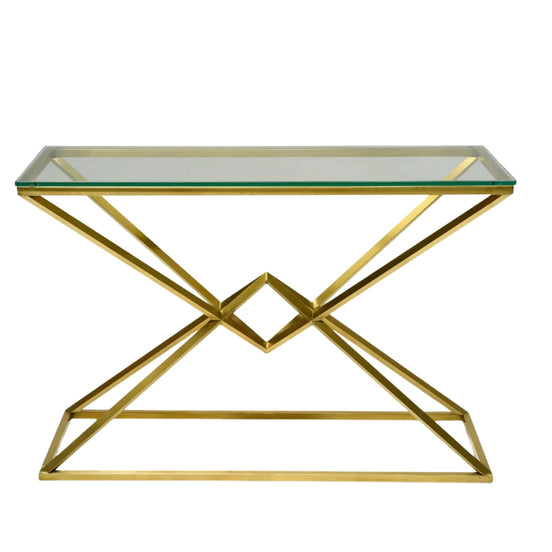 Nubia Glass and Gold Console Table