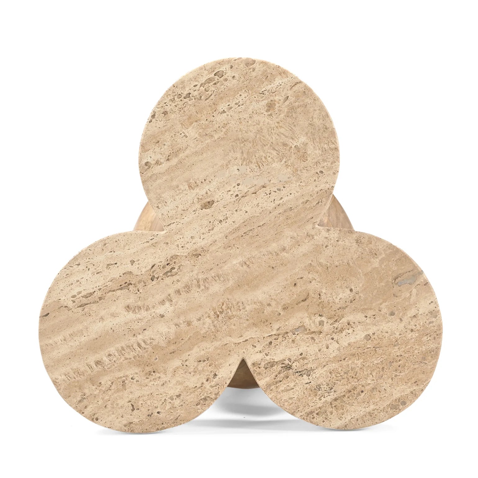 Beige stone trivet with three rounded legs on a white background