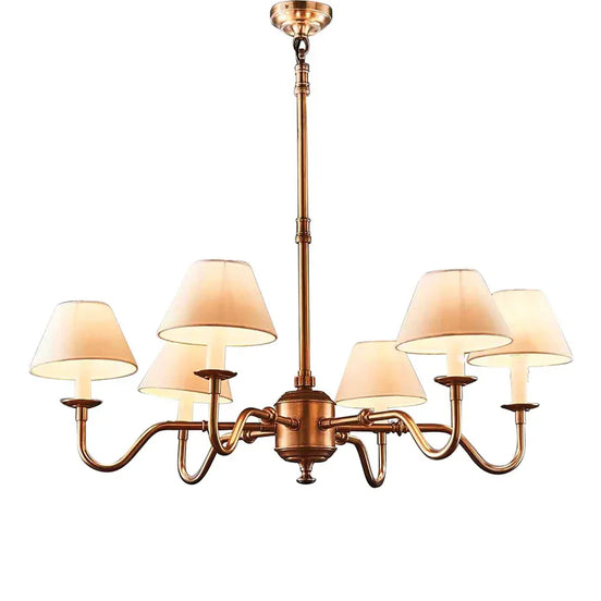 Elegant Prescot 6 arm chandelier crafted from solid brass with adjustable hanging rods 