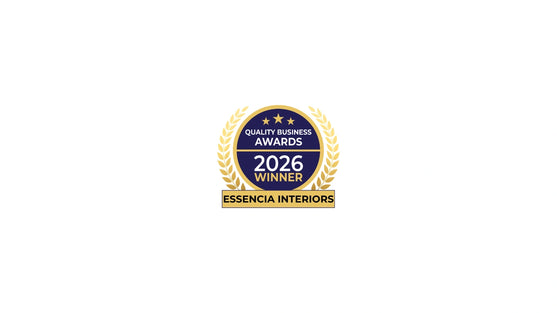 2026 Quality Business Awards winner badge for Essencia Interiors on a white background
