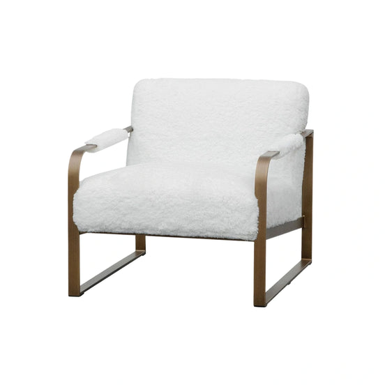 Quentin Armchair - White Faux Fur/Antique Golden