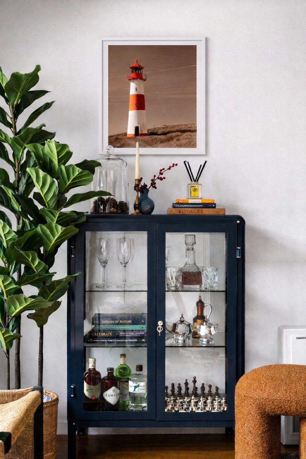 Red and White Lighthouse – White Frame